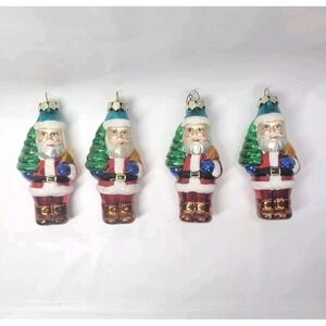 Glass Blown Christmas Ornaments Santa Tree Poland Figural Lot Of 4